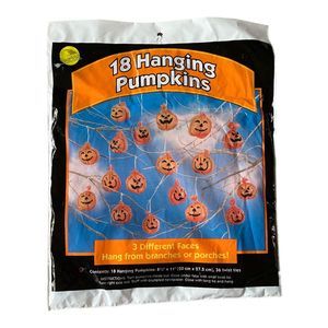 Vintage 1995 Sun Hill Set Of 18 Hanging Pumpkins Halloween Lawn Decor Bags *New